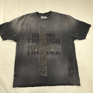 Travis Scott Utopia MetLife Stadium Tour Tee Washed Black Riding Thunder